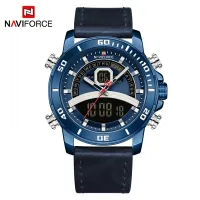 NAVIFORCE NF9181 Watches Men Leather Sports Male Clock Digital Quartz Military Man LED Wristwatch